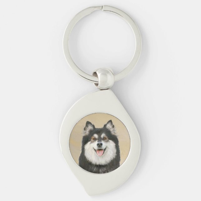 Finnish Lapphund Painting - Cute Original Dog Art Keychain (Front)