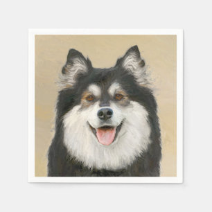 Finnish Lapphund Painting - Cute Original Dog Art Napkin