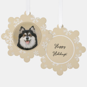 Finnish Lapphund Painting - Cute Original Dog Art Ornament Card
