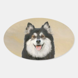 Finnish Lapphund Painting - Cute Original Dog Art Oval Sticker