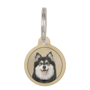 Finnish Lapphund Painting - Cute Original Dog Art Pet Tag