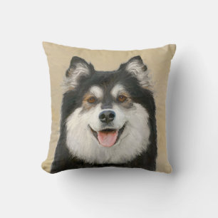 Finnish Lapphund Painting - Cute Original Dog Art Throw Pillow