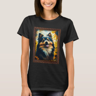 Finnish Lapphund Painting Sunflower Flower Mom Wom T-Shirt