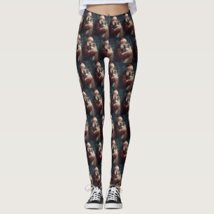 Finnish Lapphund Santa Claus Festive Christmas Leggings