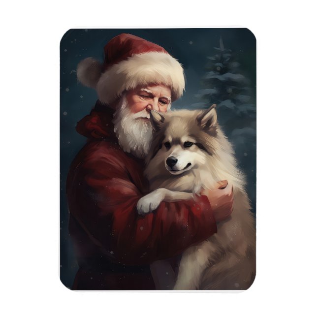 Finnish Lapphund Santa Claus Festive Christmas Magnet (Vertical)