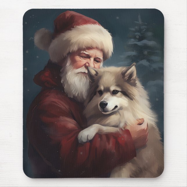 Finnish Lapphund Santa Claus Festive Christmas Mouse Pad (Front)