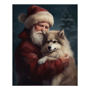 Finnish Lapphund Santa Claus Festive Christmas Poster