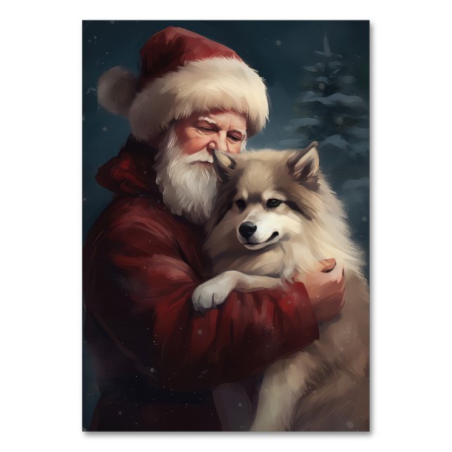 Finnish Lapphund Santa Claus Festive Christmas Table Number (Front)