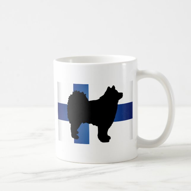 finnish lapphund silhouette flag coffee mug (Right)