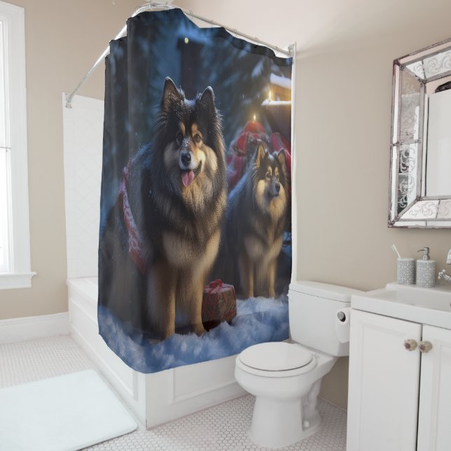 Finnish Lapphund Snowy Sleigh Christmas Decor  (In Situ)