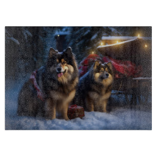 Finnish Lapphund Snowy Sleigh Christmas Decor  Cutting Board