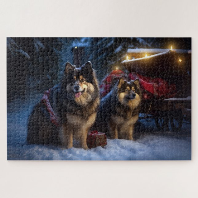 Finnish Lapphund Snowy Sleigh Christmas Decor  Jigsaw Puzzle (Horizontal)