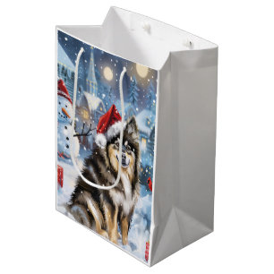 Finnish Lapphund Winter Wonderland Christmas Joy  Medium Gift Bag