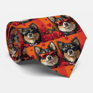 Finnish Lapphund With Heart Roses Valentine's Day Tie