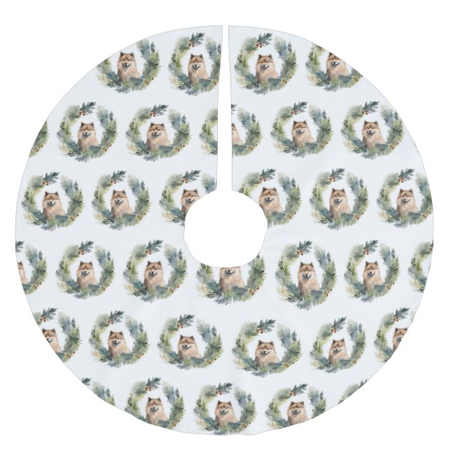 Finnish lappund Christmas Wreath Festive Pup Brushed Polyester Tree Skirt (Front)