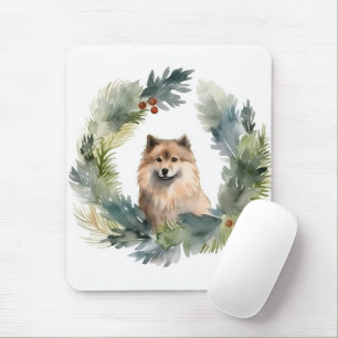 Finnish lappund Christmas Wreath Festive Pup Mouse Pad
