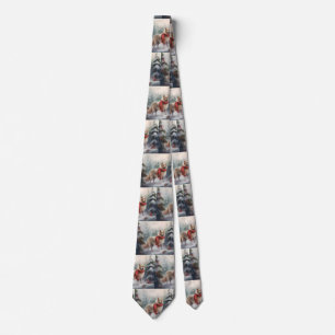 Finnish Lappund Dog in Snow Christmas Tie