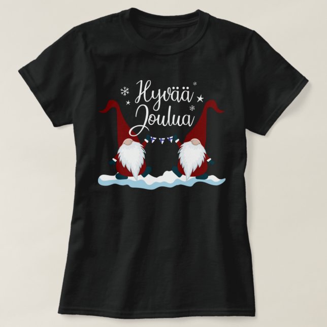 Finnish Merry Christmas Finland Gift Tee Hyvaa Jou (Design Front)