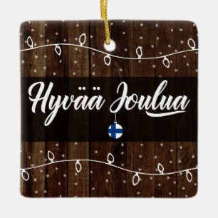 Finnish Merry Christmas, Hyvää joulua Rustic Style Ceramic Ornament