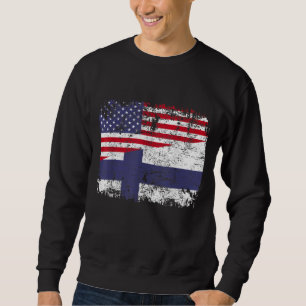 FINNISH ROOTS Half American Flag USA FINLAND FLAG Sweatshirt