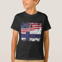 FINNISH ROOTS Half American Flag USA FINLAND FLAG