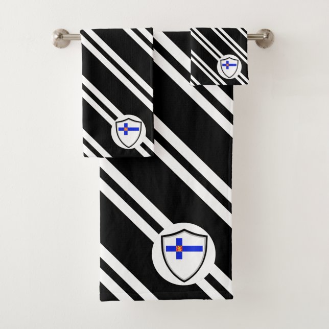 Finnish shield flag-coat arms bath towel set (Insitu)