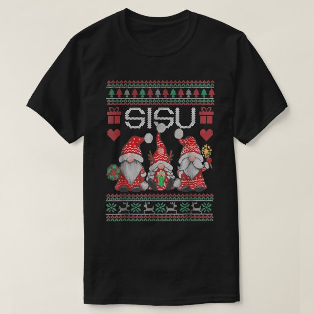 FINNISH SISU GNOMES CHRISTMAS PATTERN  T-Shirt (Design Front)