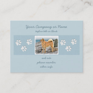 Finnish Spitz at Seashore Painting - Dog Art Business Card