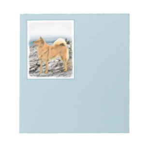 Finnish Spitz at Seashore Painting - Dog Art Notepad