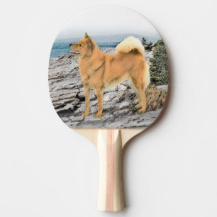 Finnish Spitz at Seashore Painting - Dog Art Ping Pong Paddle