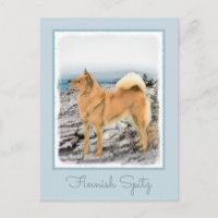 Finnish Spitz at Seashore Painting - Dog Art