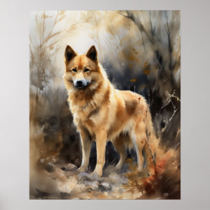 Finnish Spitz Dog Art Print Poster