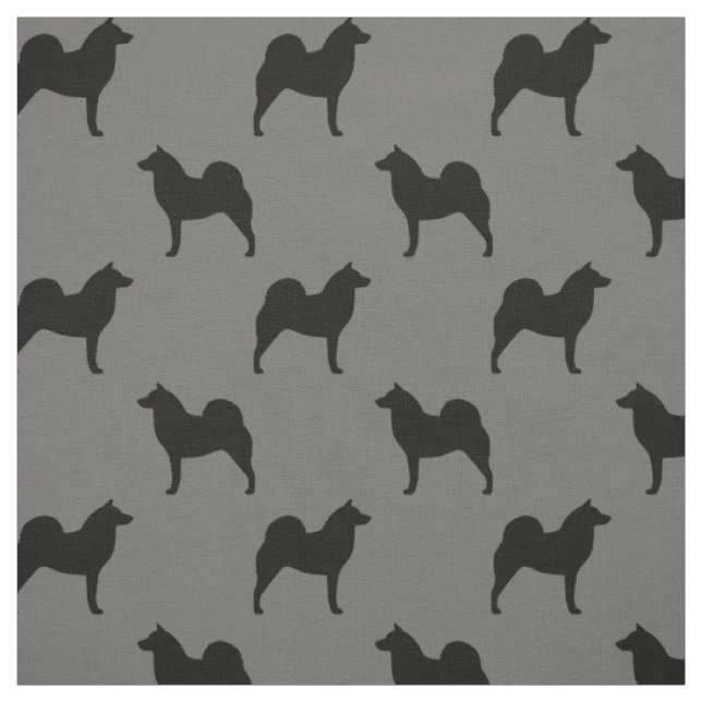 Finnish Spitz Dog Breed Silhouettes Patterned Fabric (Swatch)