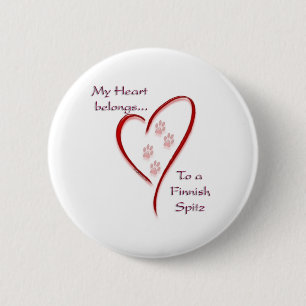 Finnish Spitz Heart Belongs 2 Inch Round Button