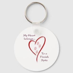 Finnish Spitz Heart Belongs Keychain