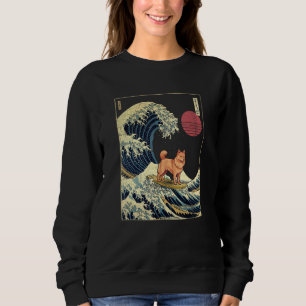 Finnish Spitz Japanese Kanagawa Wave Surf Dog Sweatshirt