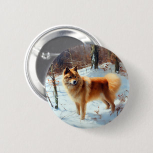 Finnish Spitz Let It Snow Christmas 2 Inch Round Button