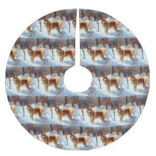 Finnish Spitz Let It Snow Christmas  Brushed Polyester Tree Skirt