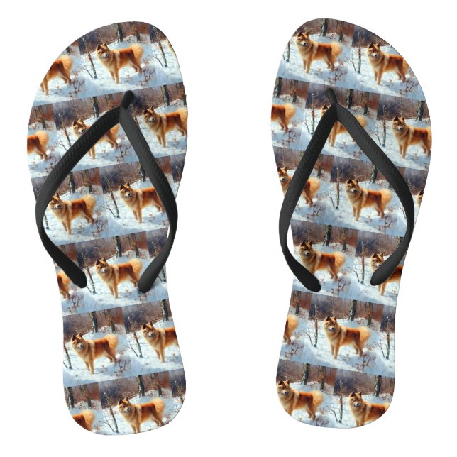 Finnish Spitz Let It Snow Christmas  Flip Flops (Footbed)