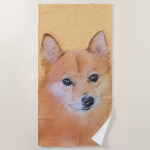 Finnish Spitz Painting - Cute Original Dog Art Beach Towel