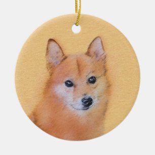 Finnish Spitz Painting - Cute Original Dog Art Ceramic Ornament