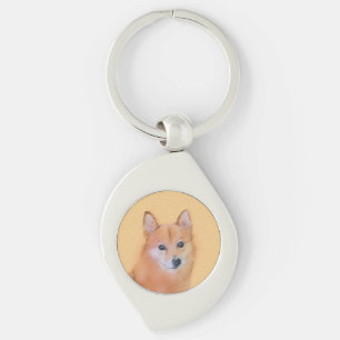 Finnish Spitz Painting - Cute Original Dog Art Keychain