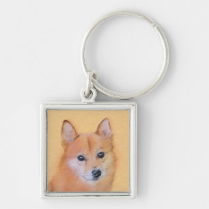 Finnish Spitz Painting - Cute Original Dog Art Keychain