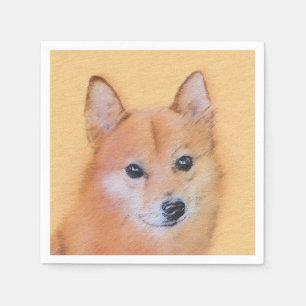 Finnish Spitz Painting - Cute Original Dog Art Napkin