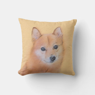 Finnish Spitz Painting - Cute Original Dog Art Outdoor Pillow