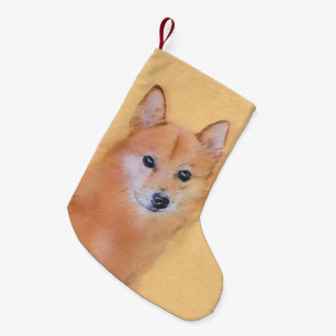 Finnish Spitz Painting - Cute Original Dog Art Small Christmas Stocking