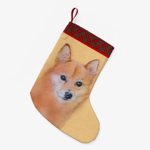 Finnish Spitz Painting - Cute Original Dog Art Small Christmas Stocking