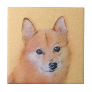 Finnish Spitz Painting - Cute Original Dog Art Tile