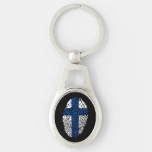 Finnish touch fingerprint flag keychain