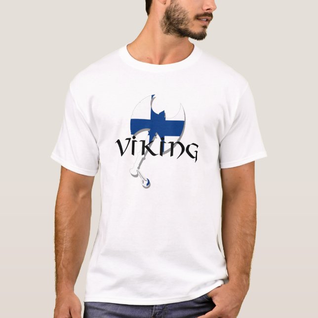 Finnish Vikiing Suomi flag T-Shirt (Front)